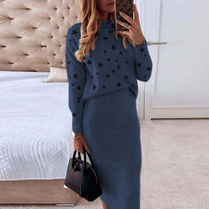 Women's Knitted Sweater Skirt Two Piece Set Women Slim Fit Elegant Tops Female Sweater Skirts Suits Office Lady Knitting Outfit