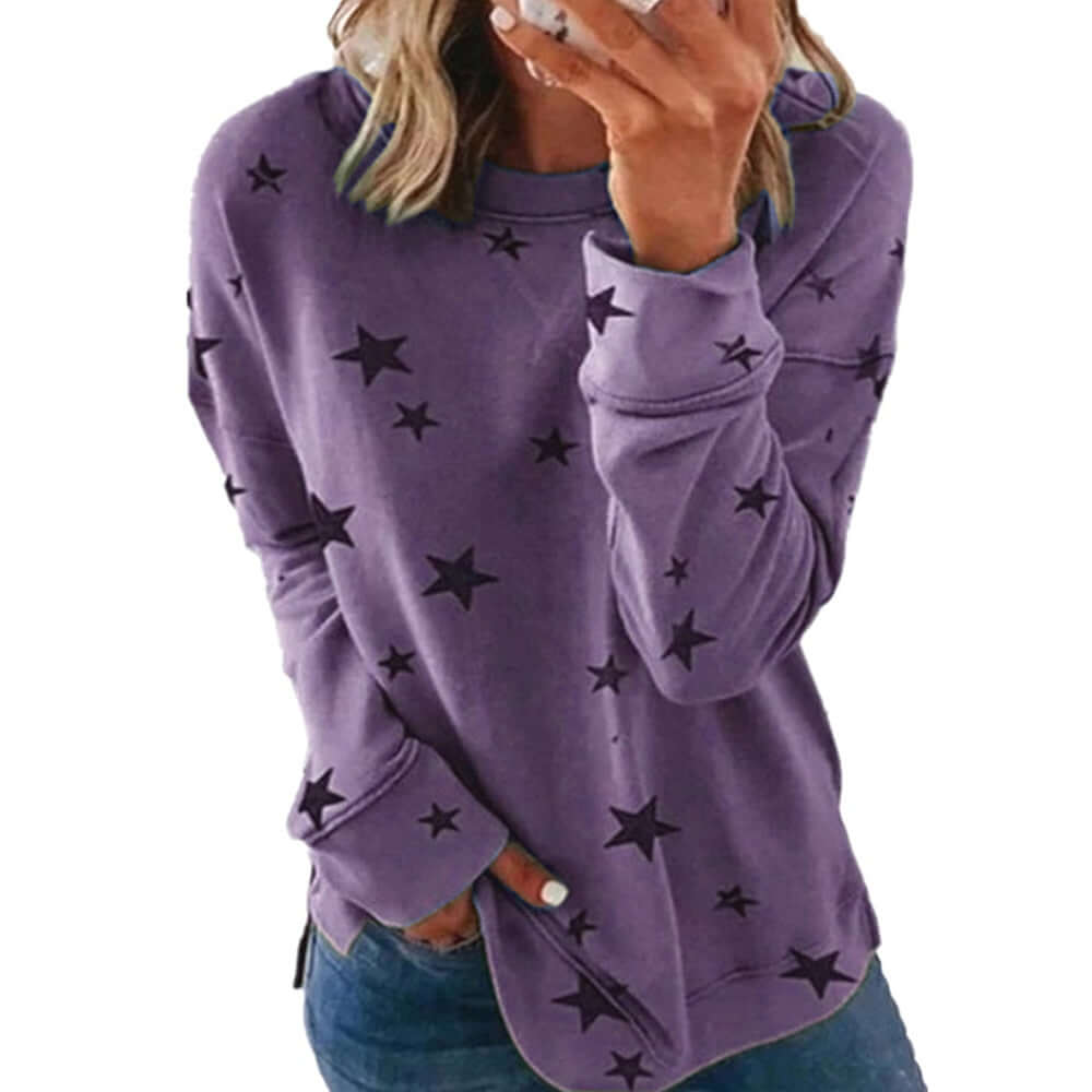 New Autumn Winter Warm Stars Women Hoody Sweatshirt Solid Pullover Tops Lady Clothes Loose Long Sleeve Casual Sweatshirts