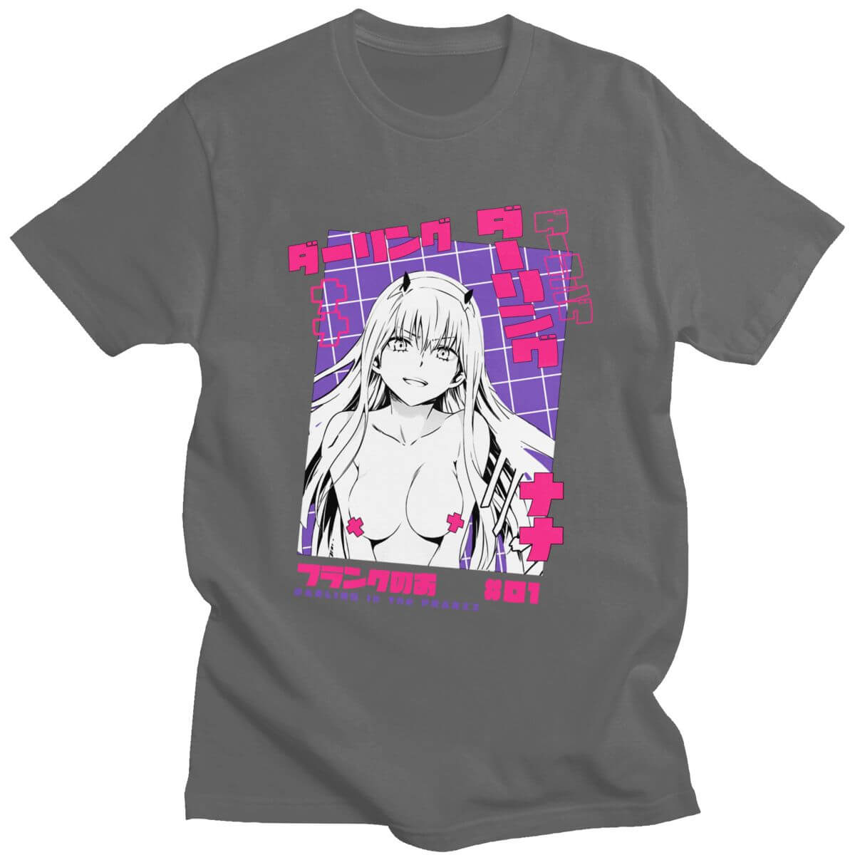 クール Tシャツ男性ダーリン・イン・ザ・フランキス Tシャツ半袖綿 100% Tシャツトップス O ネックカジュアルアニメ Tシャツマンガゼロツーシャツ