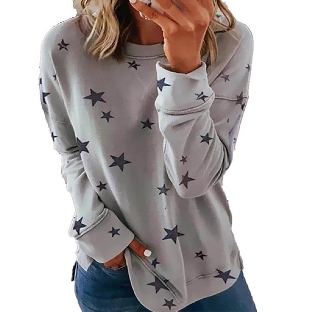 New Autumn Winter Warm Stars Women Hoody Sweatshirt Solid Pullover Tops Lady Clothes Loose Long Sleeve Casual Sweatshirts