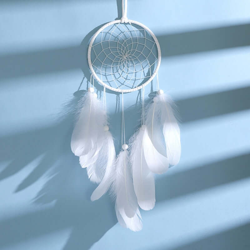 Original silver gray dream catcher 2 ring Indian feather hanging art gifts to bestie friends creative valentine's day gifts