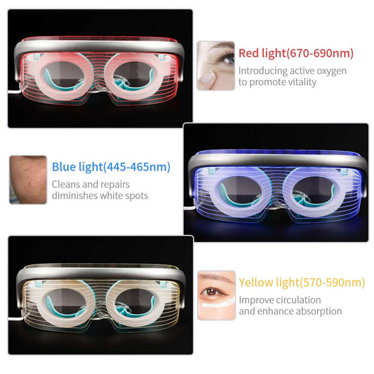 LED Photon Eye Massager Light Therapy Anti Aging Eye Skin Tighten Vibration Beauty Device Hot Compress Relaxing Muscle Blindfold