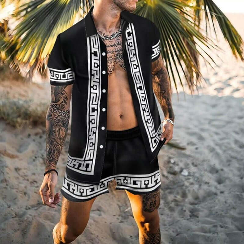 Men's Summer Fashion Hawaiian Beach Suit - Button Front