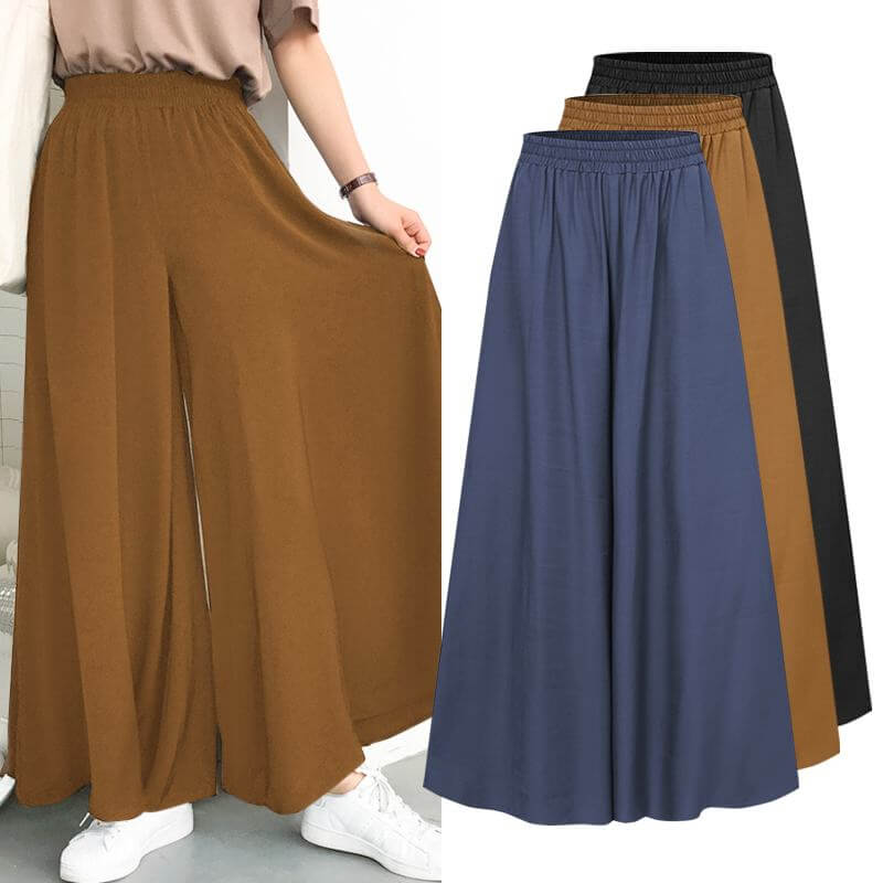 Spring and Summer Plus Size Women's Stretch Belt Wide-Leg Pants Women's Solid Color Wide Full-Length Pants Casual Pants