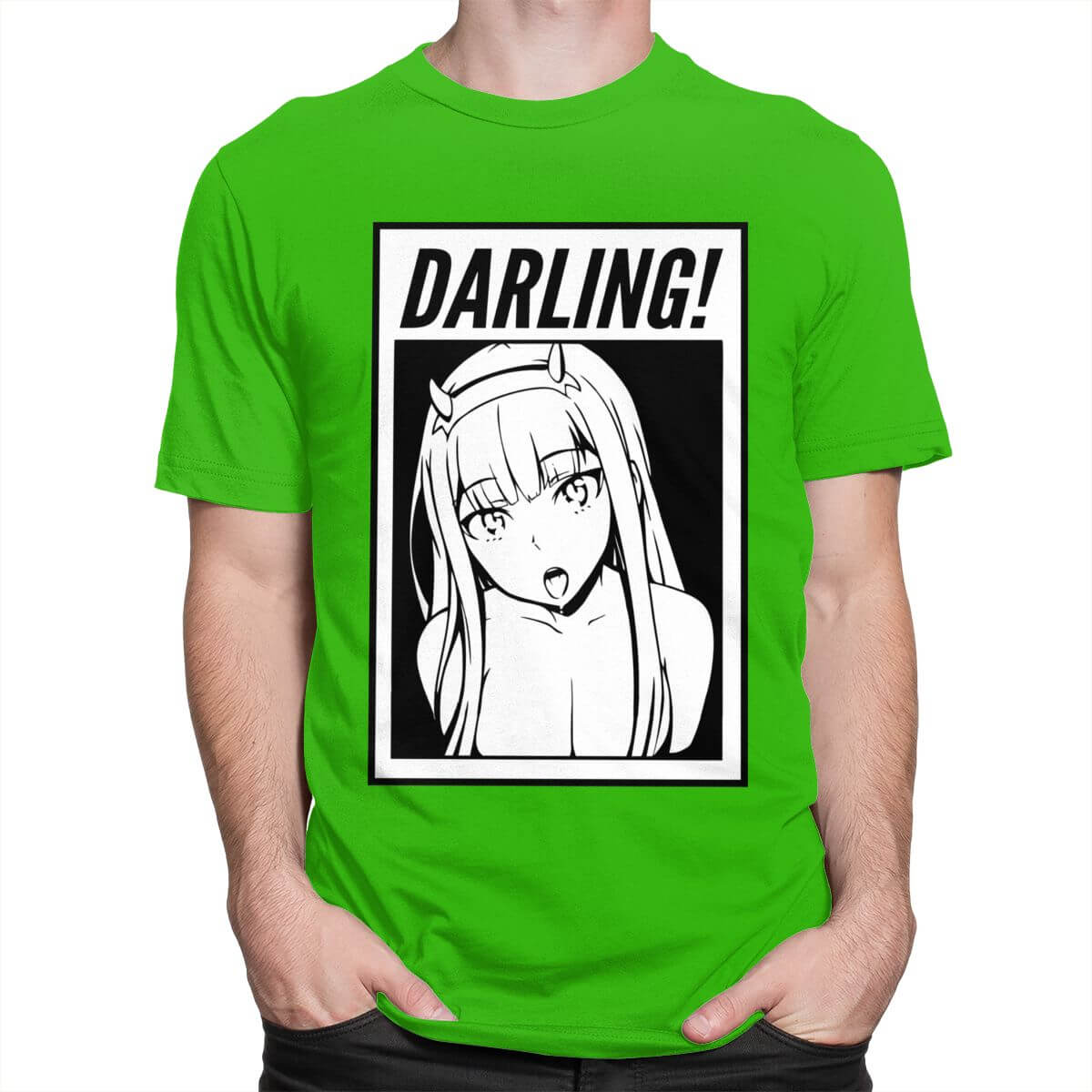 Darling In The Franxx T 恤男式 100% 棉超棒 T 恤 O 领短袖零二 T 恤合身动漫服装礼物