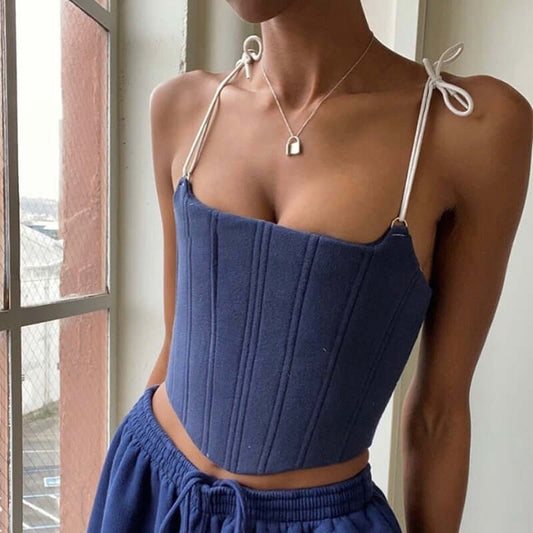 Sexy Vintage Corset Bustier Tops To Wear Out Women 2020 Y2k Camisole Solid Spaghetti Strap Crop Tank Top