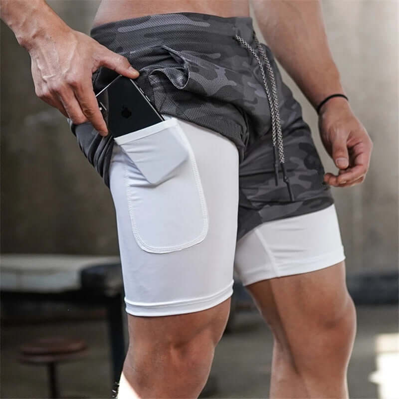 Trendy Camouflage Stay Dry Fitness Shorts w/ Large Side Pocket