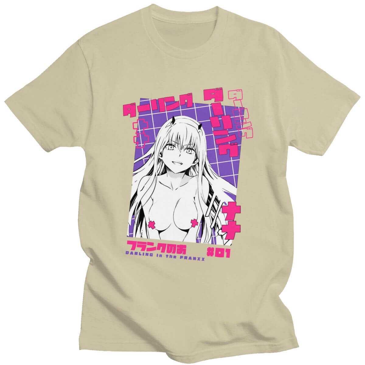 クール Tシャツ男性ダーリン・イン・ザ・フランキス Tシャツ半袖綿 100% Tシャツトップス O ネックカジュアルアニメ Tシャツマンガゼロツーシャツ