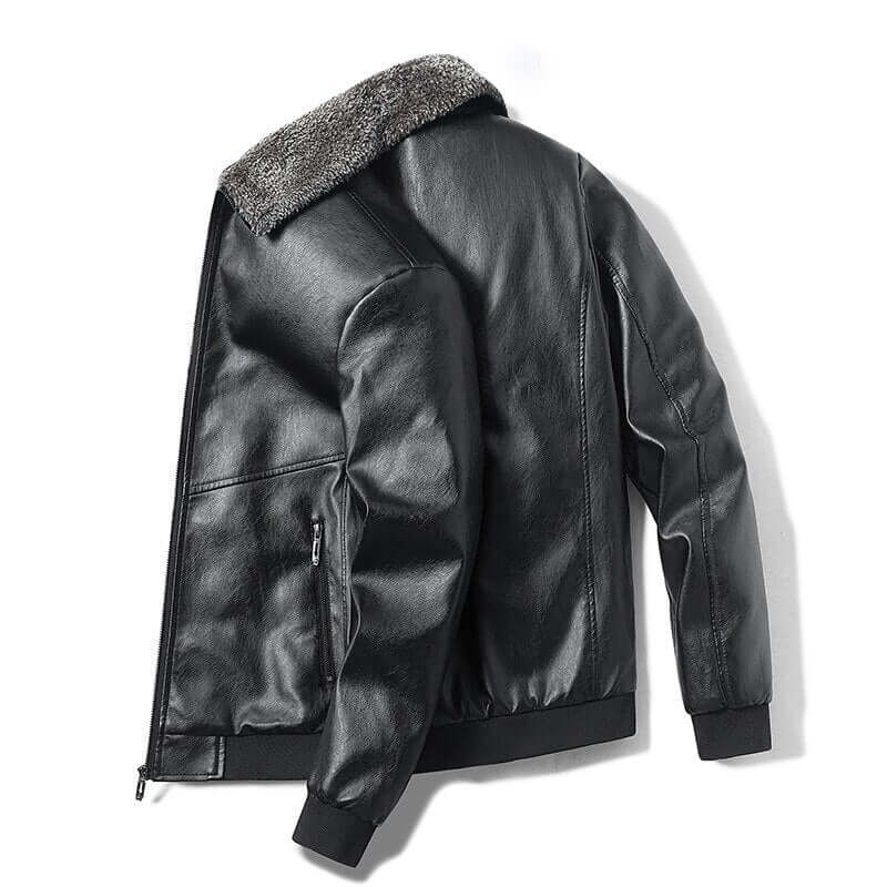 Winter Warm Men's Leather Jackets Thick Leather Casual Jacket Men's Coats Faux Fur Collar Men Pu Windproof Jacket Outerwear