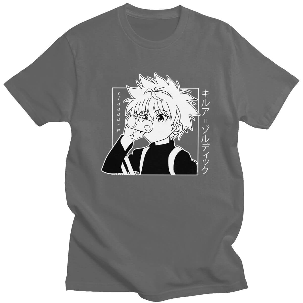Kawaii Hunter X Hunter Tshirt Men Short Sleeve Killua Zoldyck T-shirt Crew Neck Fitted Soft Cotton Anime Manga Tee Shirt Clothes