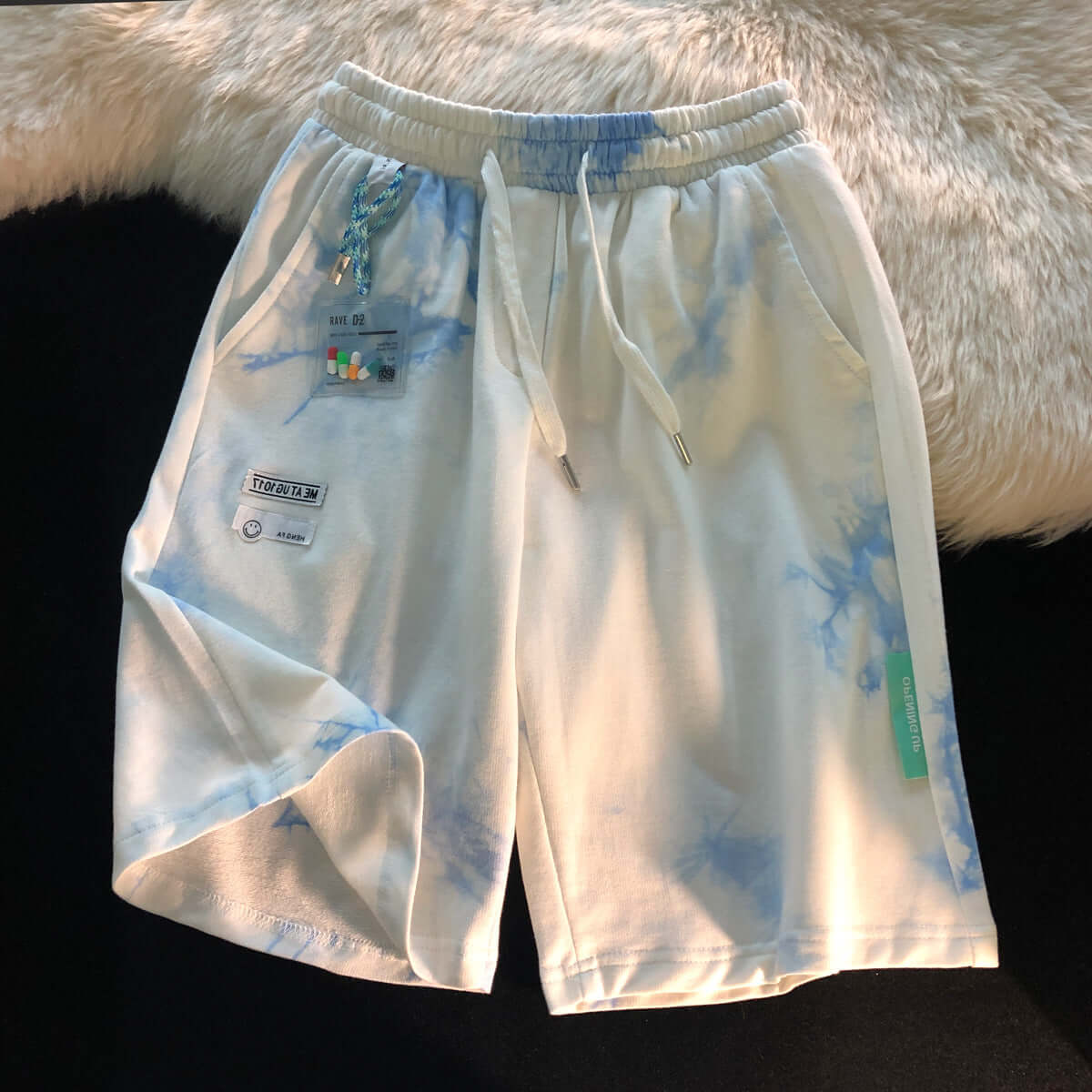 Shengfei tie-dye lanyard loose and thin five-point pants casual shorts girls 2021 summer thin couple pants