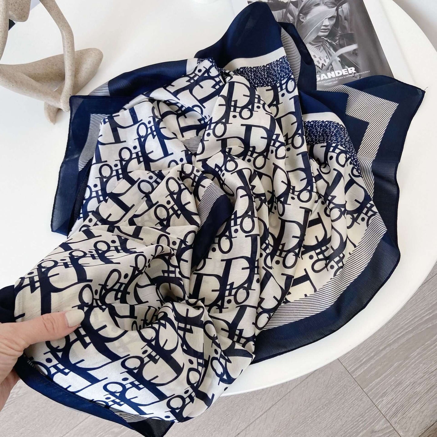 New autumn and winter fashion simulation silk scarf female Korean scarves print gift custom national wind shawl beach towel