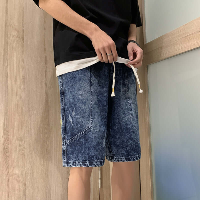 M-8XL large size denim shorts male 2021 summer new men's jeans Korean version of youth casual five pants