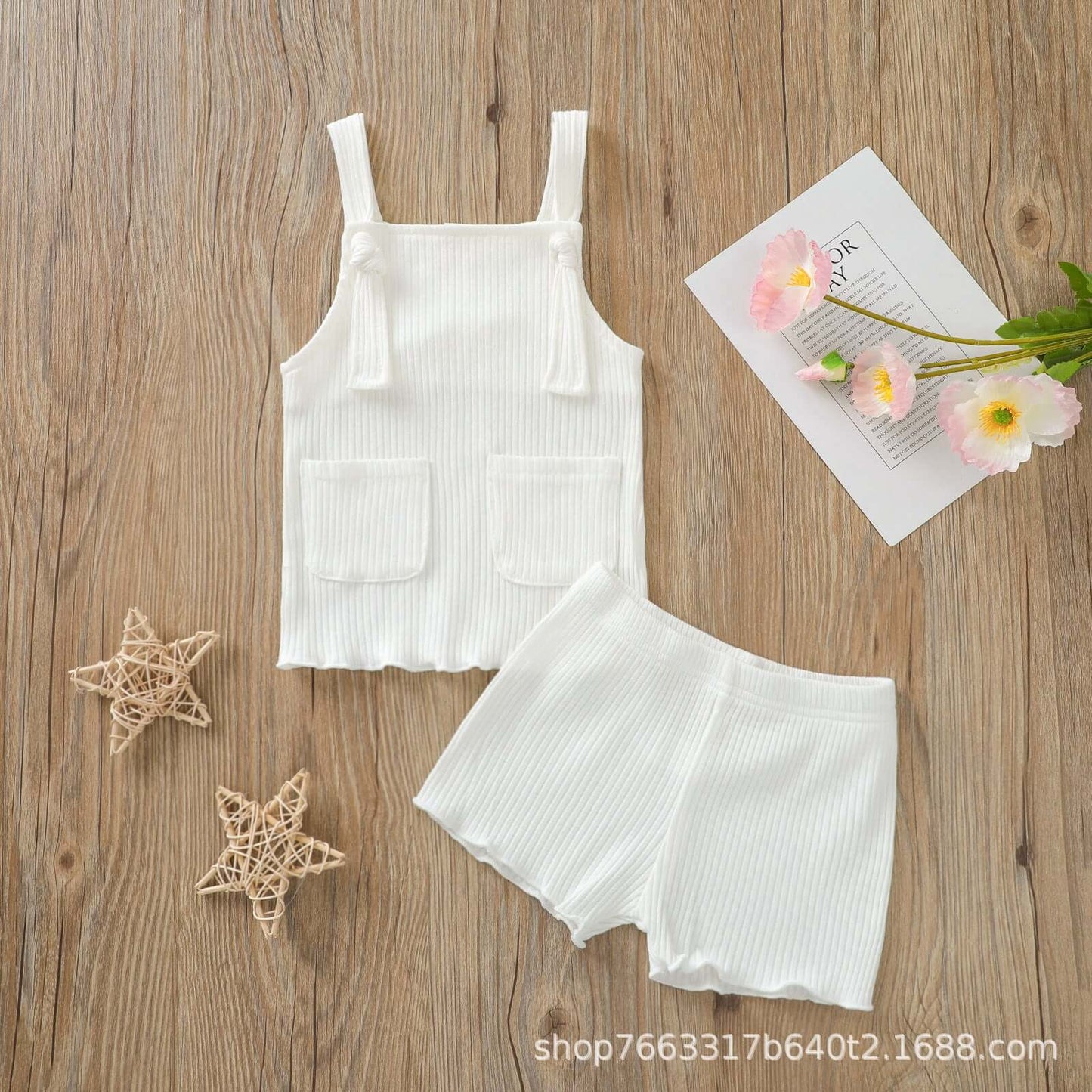 Baby girl suit baby girl summer dress suspender top shorts two-piece set new vest pants support one generation