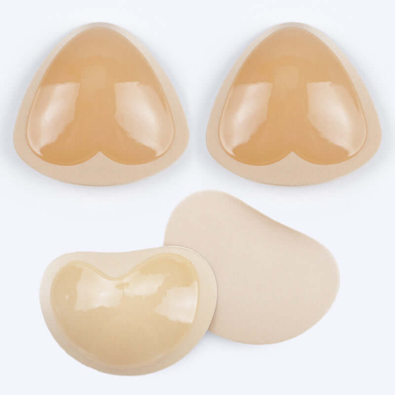 Manufacturers wholesale heart shaped triangular silicone swimwear self-adhesive chest pad thickened sea cotton chest paste self-visclas