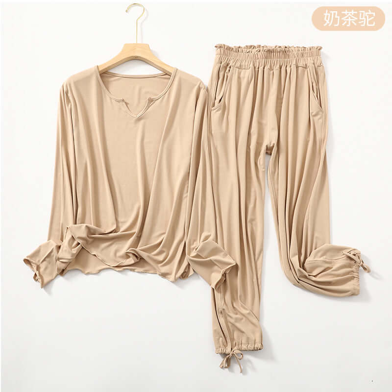 Pajamas female spring and summer long sleeves, precision Momo, home service thin section spring, autumn ice silk air conditioning two-piece suit