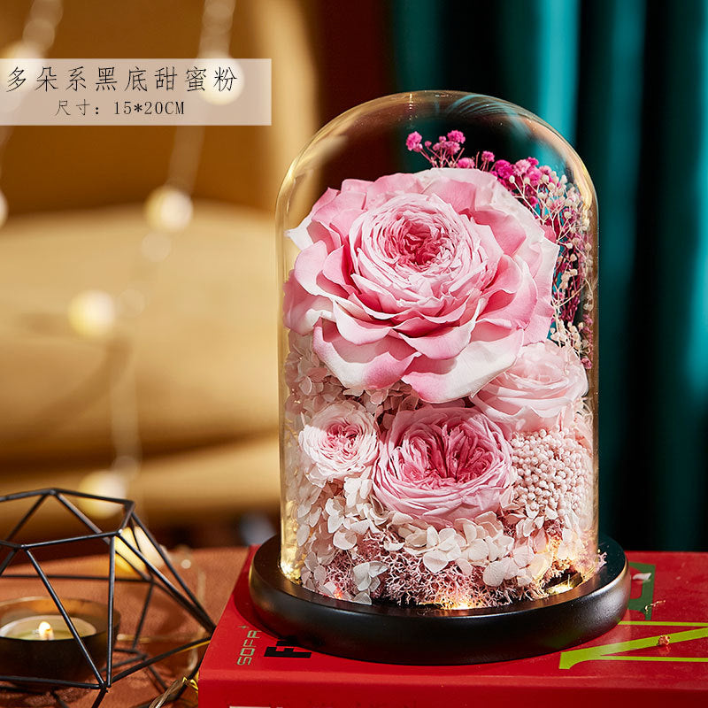 Preserved Flower Glass Cover Finished Rose Wholesale Valentine's Day Gift Preserved Flower Preserved Flower Gift Box One Dropshipping