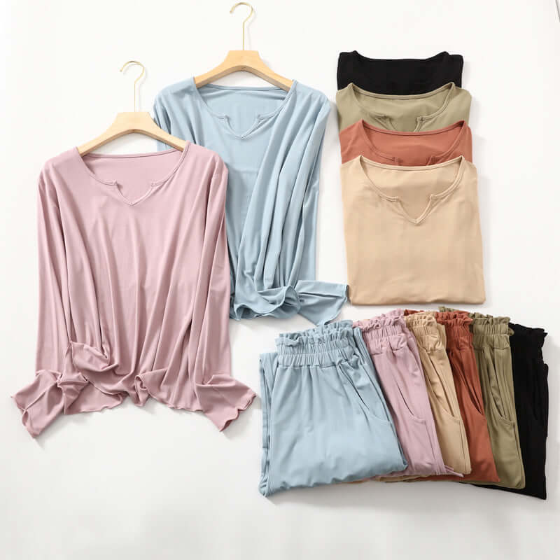 Pajamas female spring and summer long sleeves, precision Momo, home service thin section spring, autumn ice silk air conditioning two-piece suit