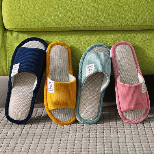 Linen slippers female summer interior couple home anti-skating hemp slippers home home four seasons sandals and slippers men summer