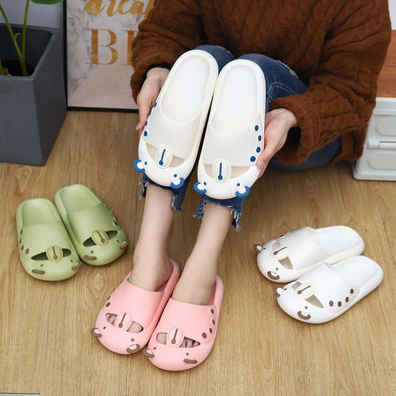 Baotou semi-slippers women's summer new cute thick-soled student word sandals and slippers women's hole shoes women's foreign trade distribution