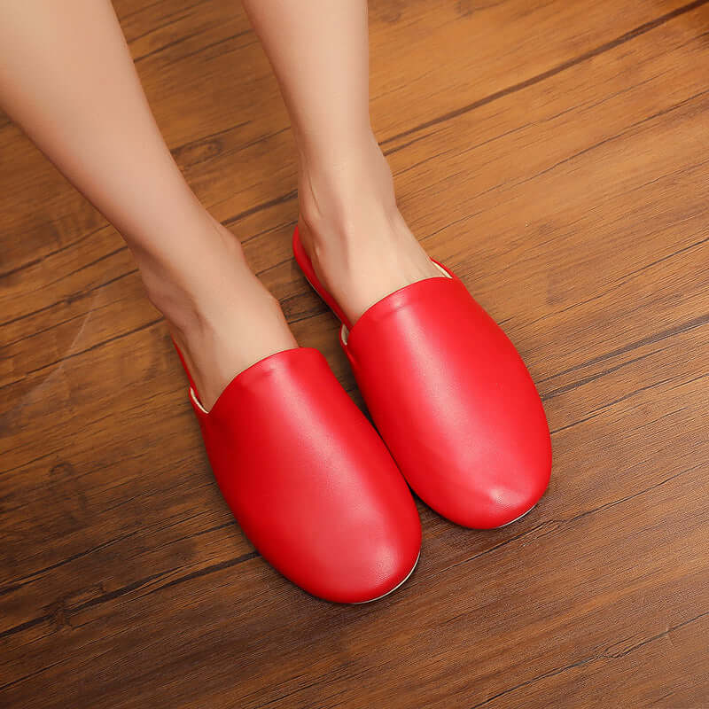 New spring and autumn Japanese leather slippers indoor home non-slip home floor couple men and women bag head sandals