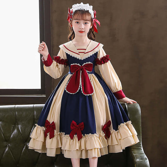 21 children's clothing autumn and winter girls plus velvet dress Korean version of the girl skirt cute Lolita girl princess dress