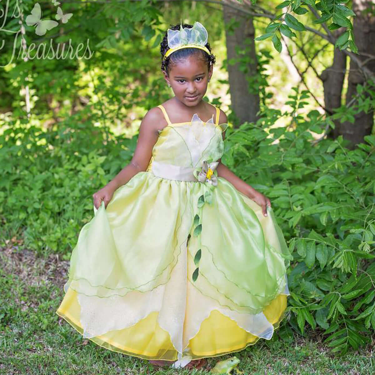 Frog prince princess dress Tiana princess dress Halloween cosplay children's dress princess suspender long