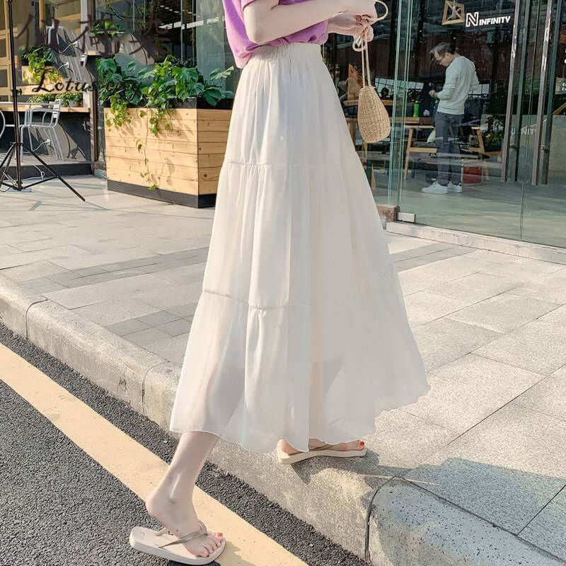 Summer skirt summer small child high waist skirt new 2021 INS super fairy student long paragraph skirt