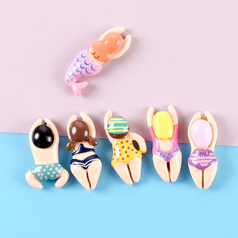 Resin cartoon swimming small man drop glue cream mobile shell accessories hairpin refrigerator stickers handmade DIY brooch material