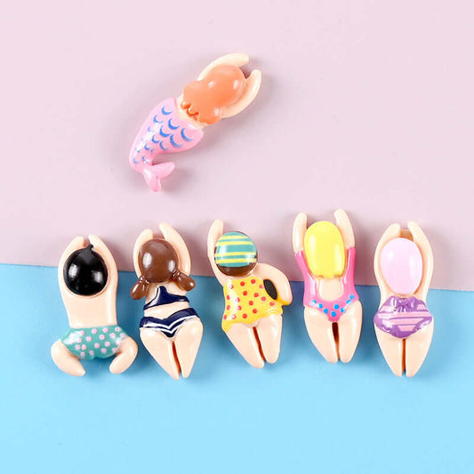 Resin cartoon swimming small man drop glue cream mobile shell accessories hairpin refrigerator stickers handmade DIY brooch material