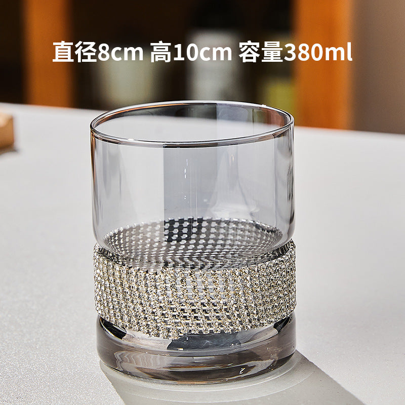 Mesomia Light Luxury Diamond Cup Wrapping Diamond Wine Glass Red Wine Glass Cocktail Glass Drinking Glass Diamond-encrusted Crystal Glass