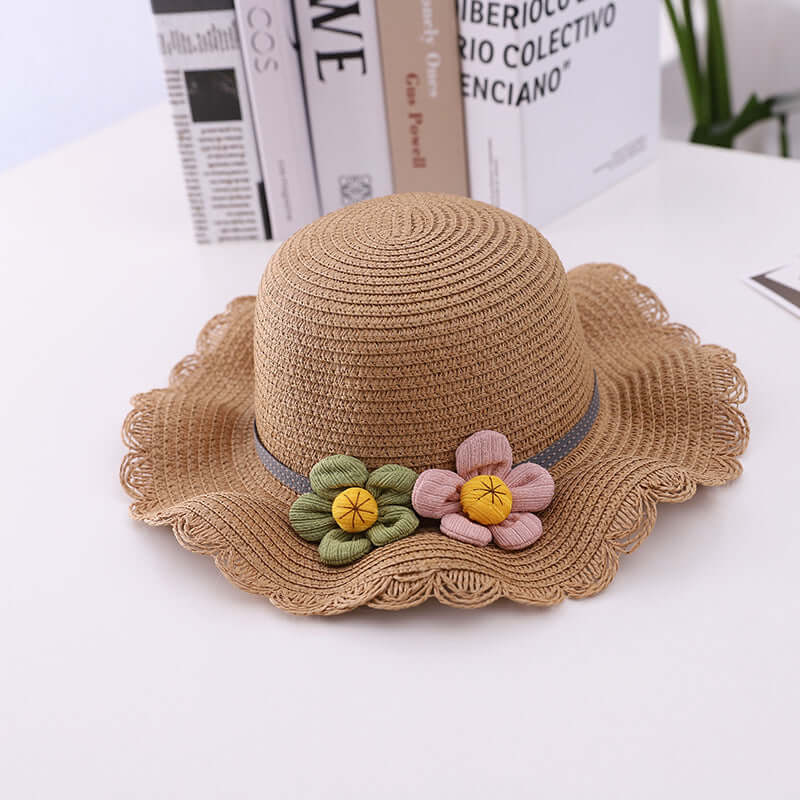 Beautiful Children's Straw Hat ~Breathable Protective Bonnet w/ Flower Design🌺