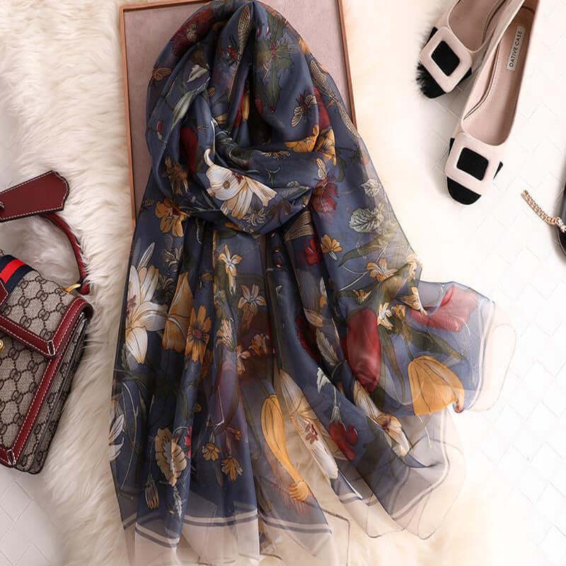 Sunscreen beach towel long seaside silk scarf female digital printing increase travel summer shawl dual-use yarn towel wholesale