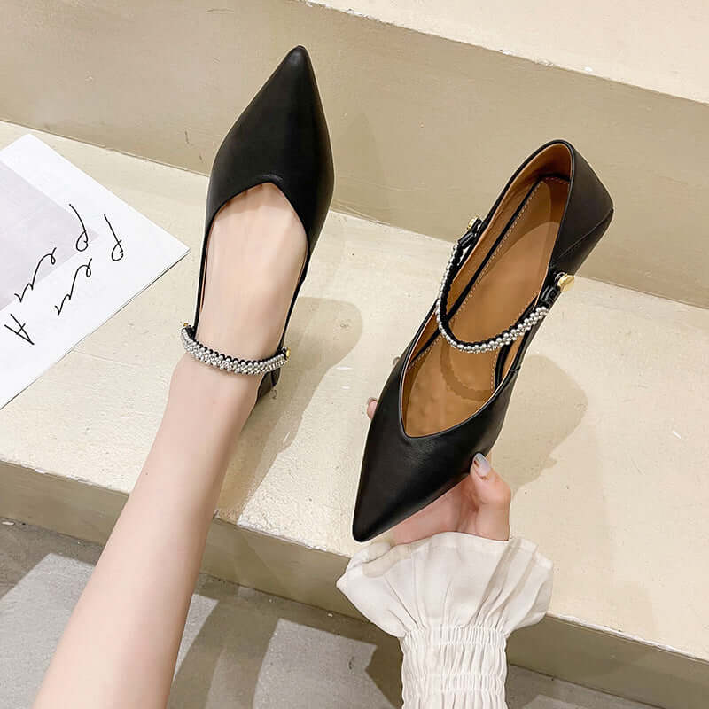 Head layer leather high heel women 2021 summer new shallow mouth drill pointed fashion single shoes manufacturers a generation