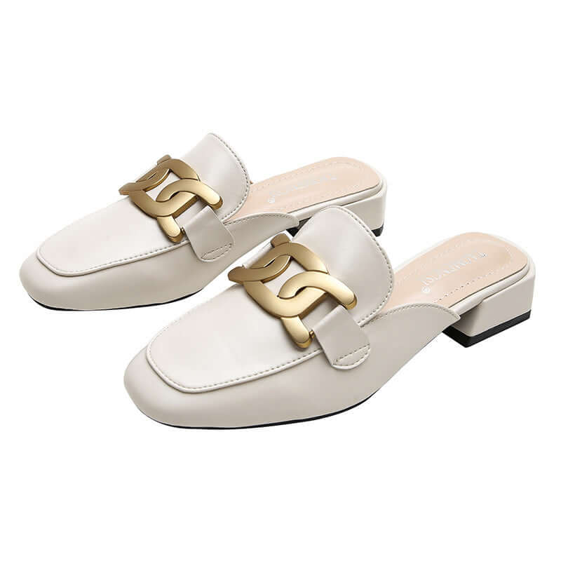 Shoe children 2021 new Korean version of the fine wear summer metal half toward women's shoes thick with thick bottom large size single shoes women