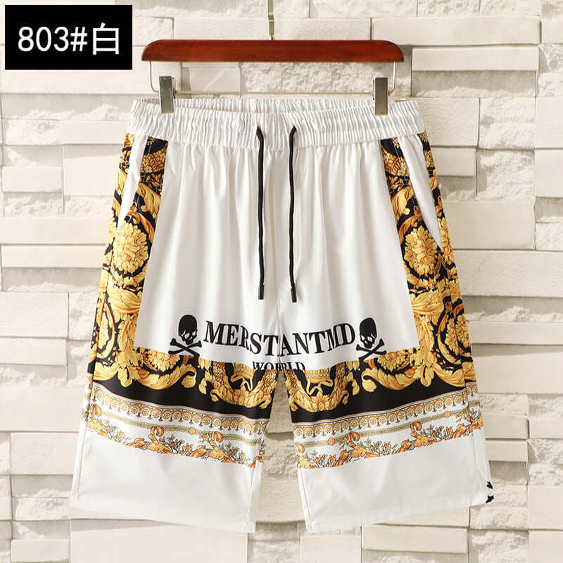 Summer new casual pants men's goods trend straight loose ice silk shorts tide card thin five pants beach pants