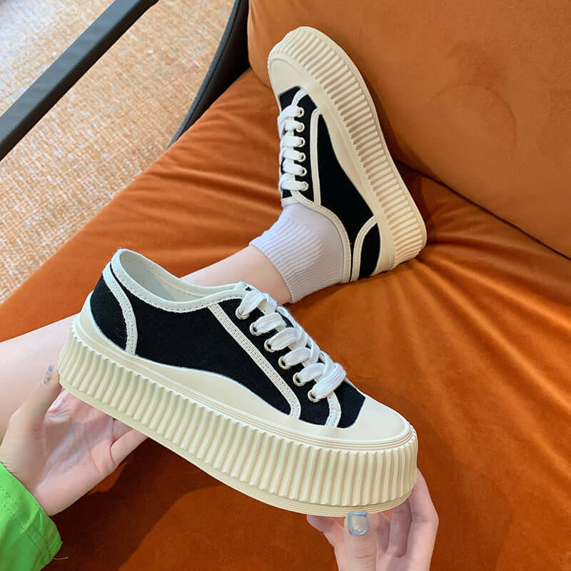 South Korea ULZZANG thick student casual shoe cookie canvas shoes female summer thin section 2021 new breathable