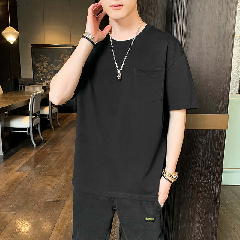 T-shirt male 2021 summer Korean casual fashion loose cotton shirt men teen students trend short sleeve T-shirt