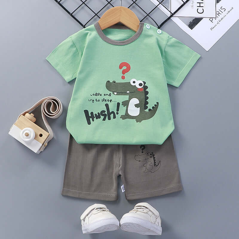 Children's summer suit cotton new baby short-sleeved shorts boys clothes 2021 girls baby suit