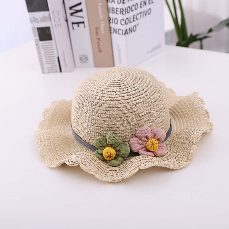 Beautiful Children's Straw Hat ~Breathable Protective Bonnet w/ Flower Design🌺