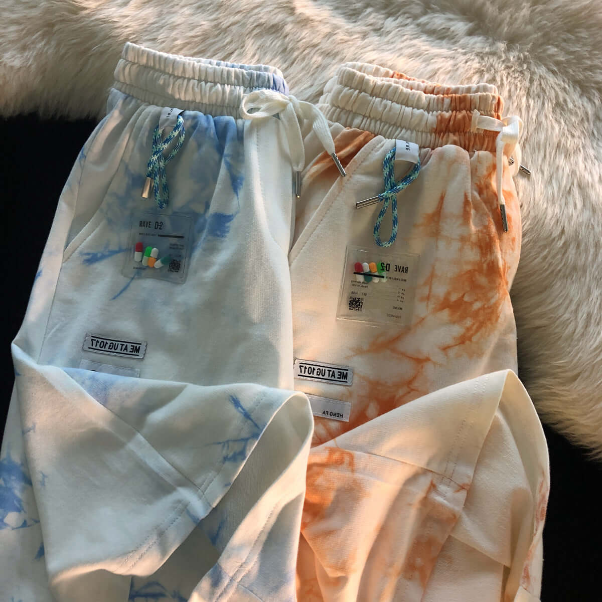 Shengfei tie-dye lanyard loose and thin five-point pants casual shorts girls 2021 summer thin couple pants