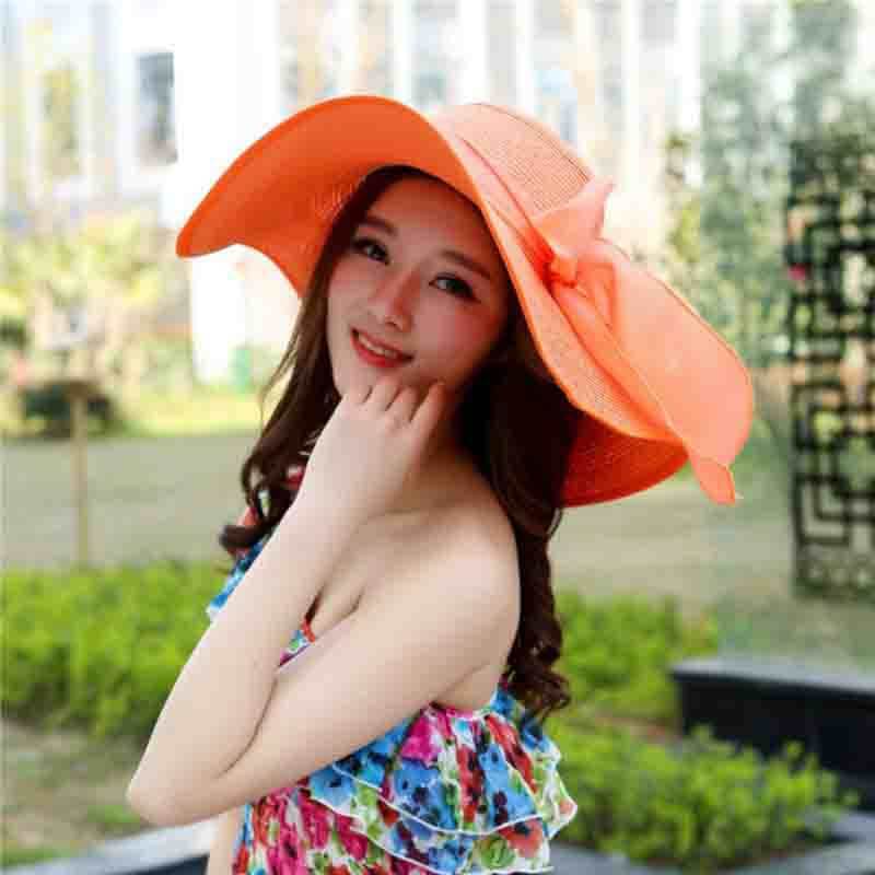 Manufacturers sell big brim hat shade straw hat female summer foldable sunscreen sun hat travel seaside vacation beach hat