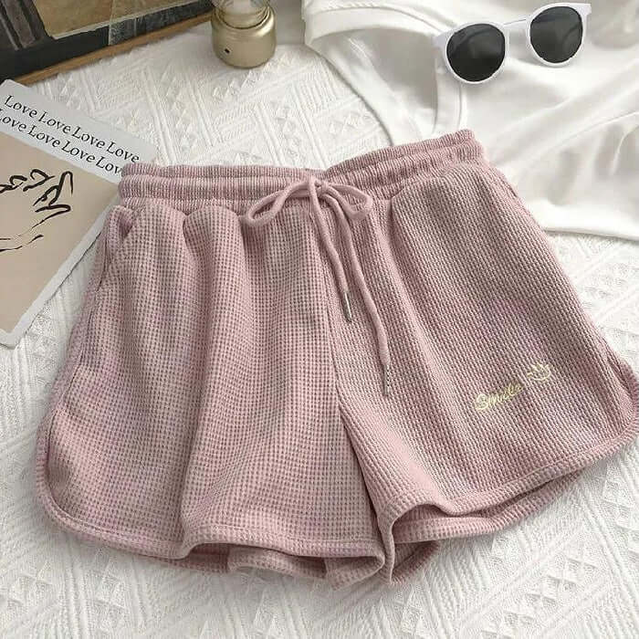 Pink Waffle Sports Shorts: Stylish & Comfy