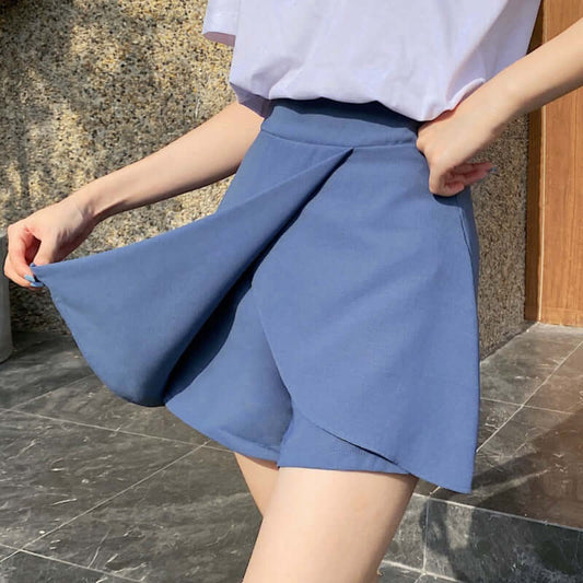 2021 high waist skirt female summer loose irregular skirt wild slim chiffon wide leg pants A word skirt