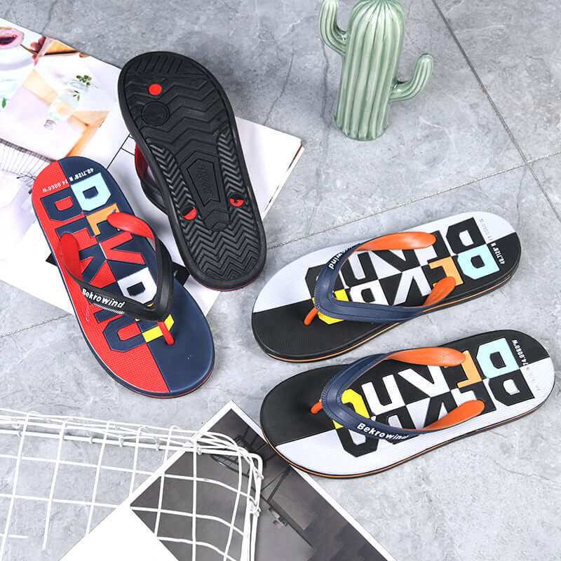 2021 new letter trend fashion men's character flops male home bathroom outdoor slippers men's sandals