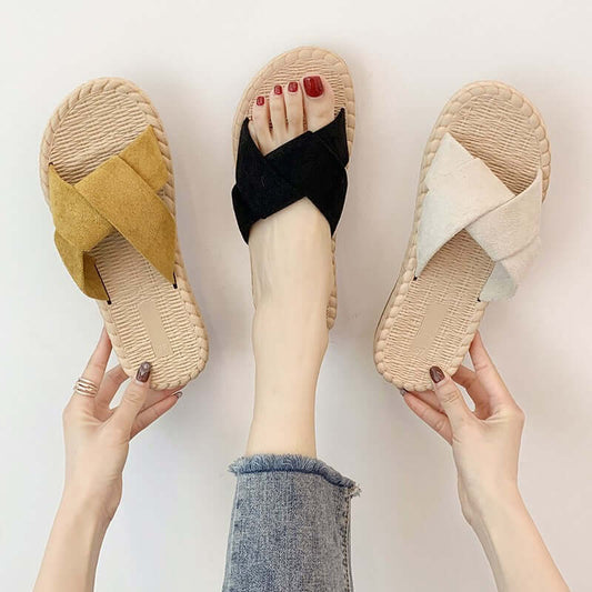 Slippers female summer wear 2021 Korean version of the new beach flat lazy pregnant women shoes