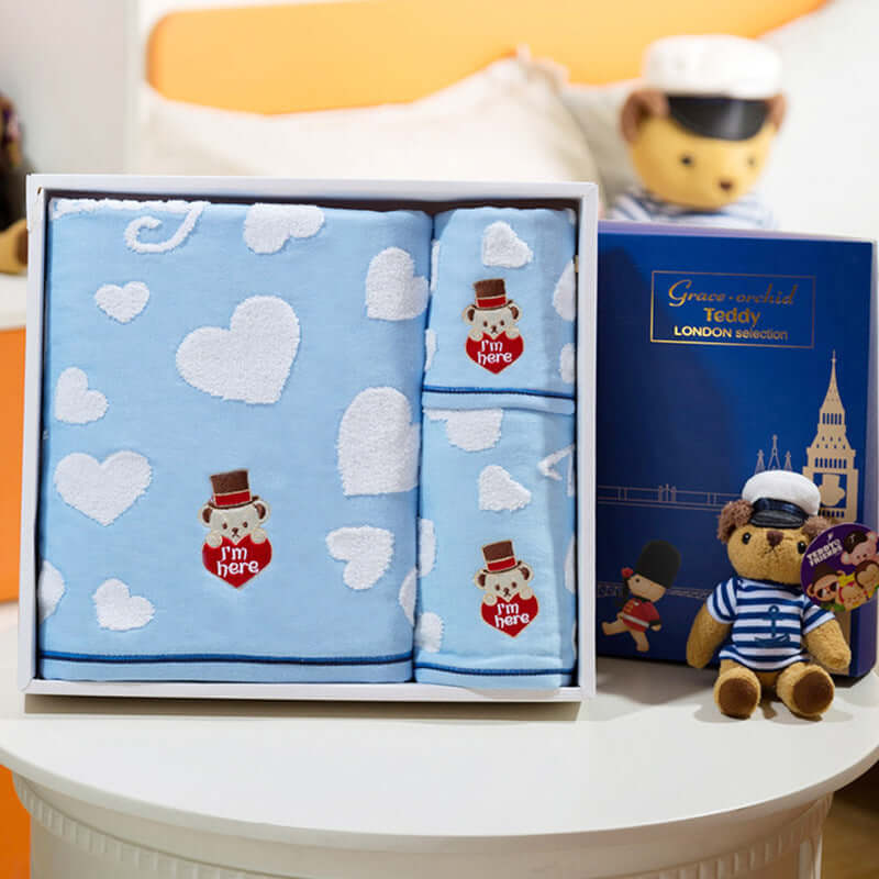 Jie Li Yalan Teddy Bear Sweet Pets Love Pure Cotton Soft Gauze Square Towel Towel Towels Three Set Gift Box