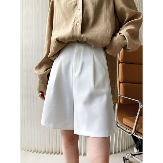 Deer Xi wide legs suit shorts female summer 2021 new high waist slim INS thin section casual five pants 1012