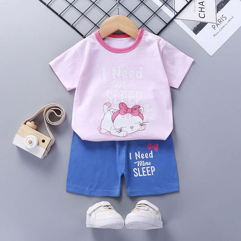 Children's summer suit cotton new baby short-sleeved shorts boys clothes 2021 girls baby suit