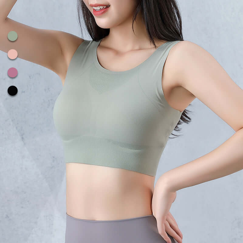 No trace breathable mesh shockproof sports underwear female yoga running fitness outer pendant vest large size sports bra